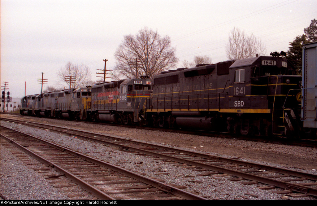 SBD 1641 is last of a variety of locos at the north end of the yard